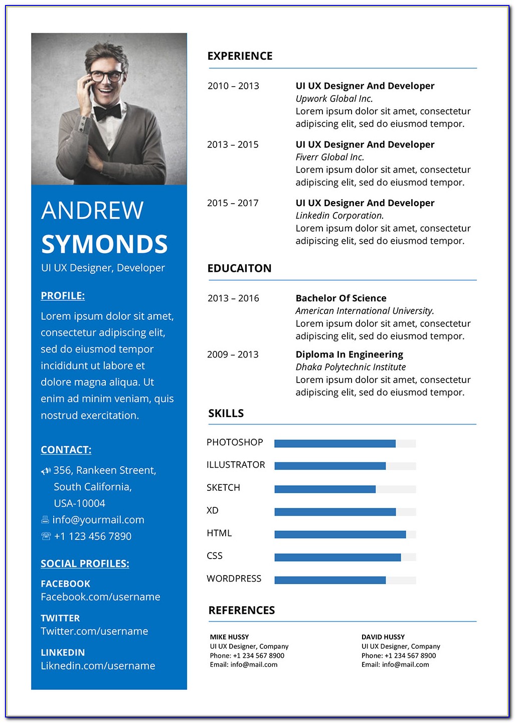 Resume Template Free Words