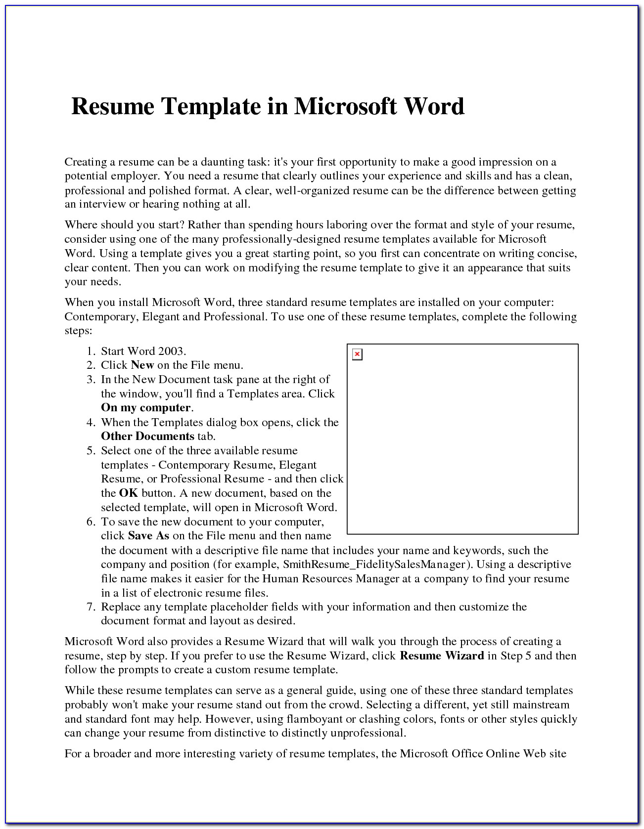 Resume Wizard Word 2010