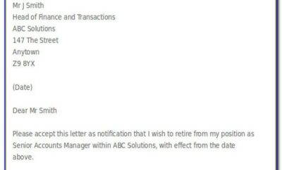 Retirement Resignation Letter Sample Doc
