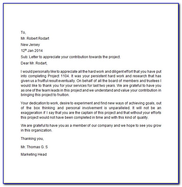 Sample Employee Recognition Nomination Letter