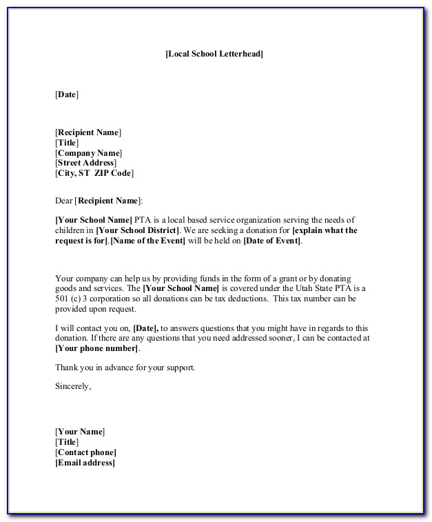 Sample Letter Asking For Donations For School Building