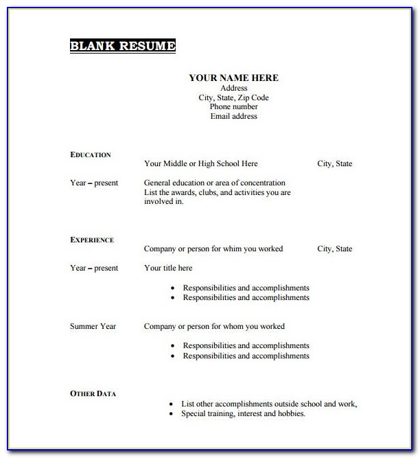 Simple Blank Resume Format Pdf