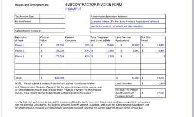 Subcontractor Invoice Template Word