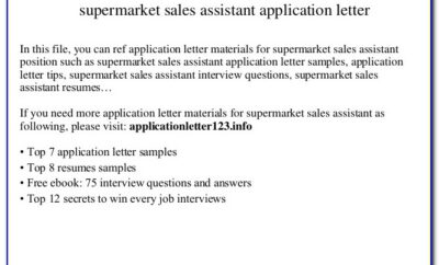 Supermarket Job Application Sample