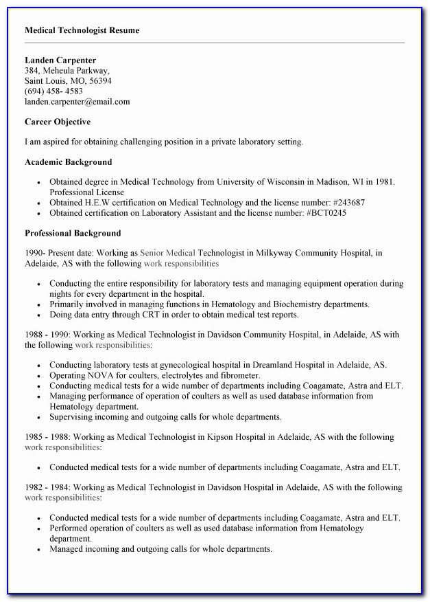 Surgical Tech Resume Template No Experience
