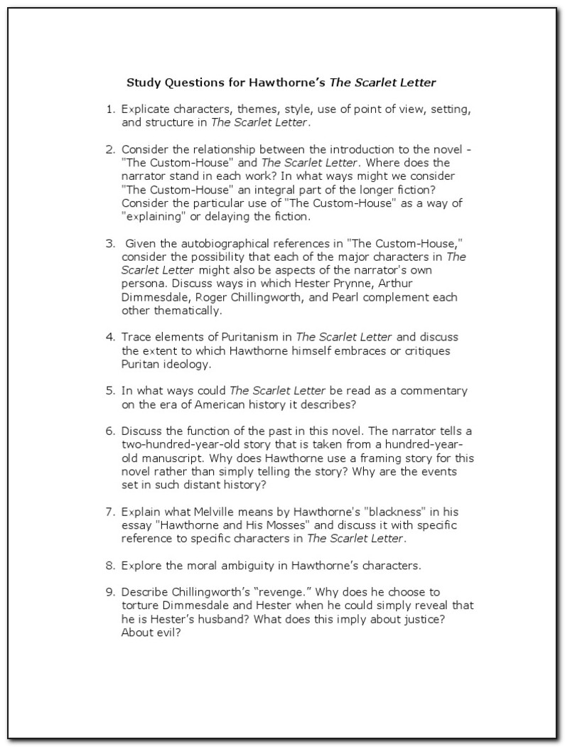 The Scarlet Letter Study Guide Chapters 1 4 Answers