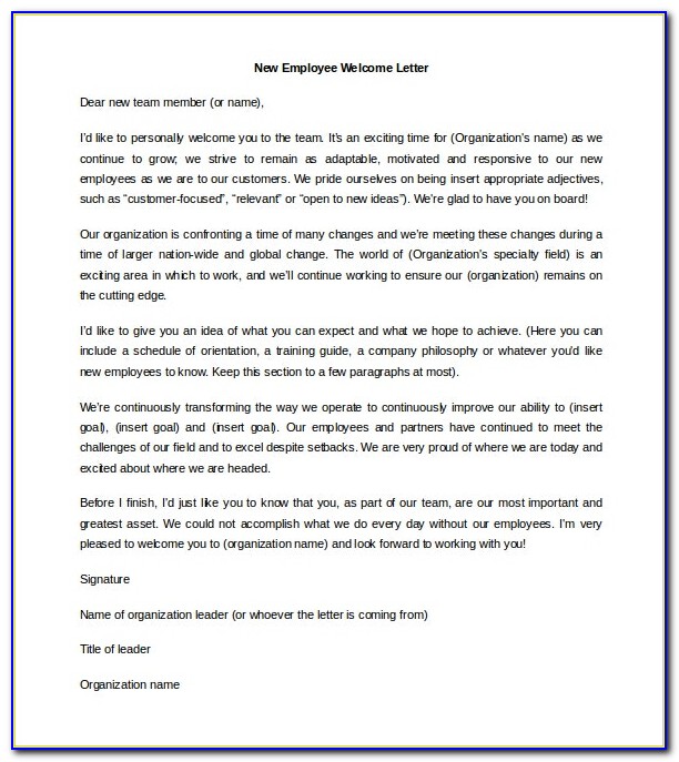 Welcome To The Management Team Letter