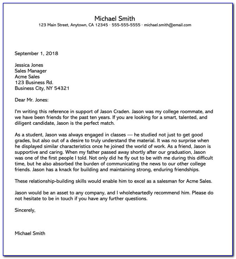 Writing Personal Recommendation Letters Examples