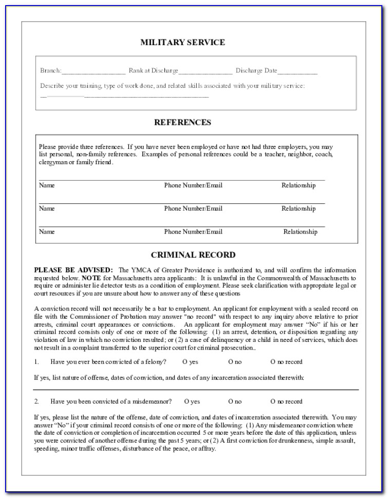 Ymca Job Application Form