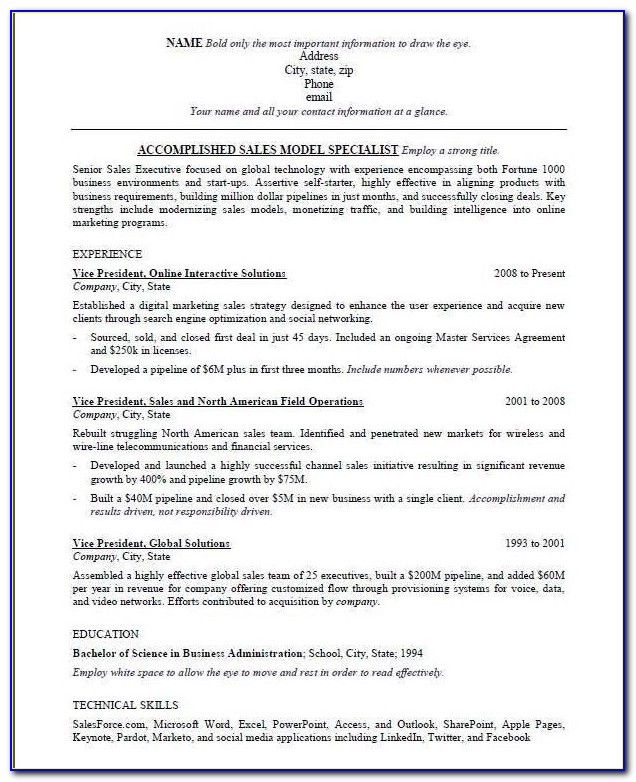 Ats Format Resume Template Free Download