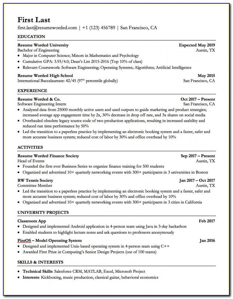 Ats Friendly Resume Format Download