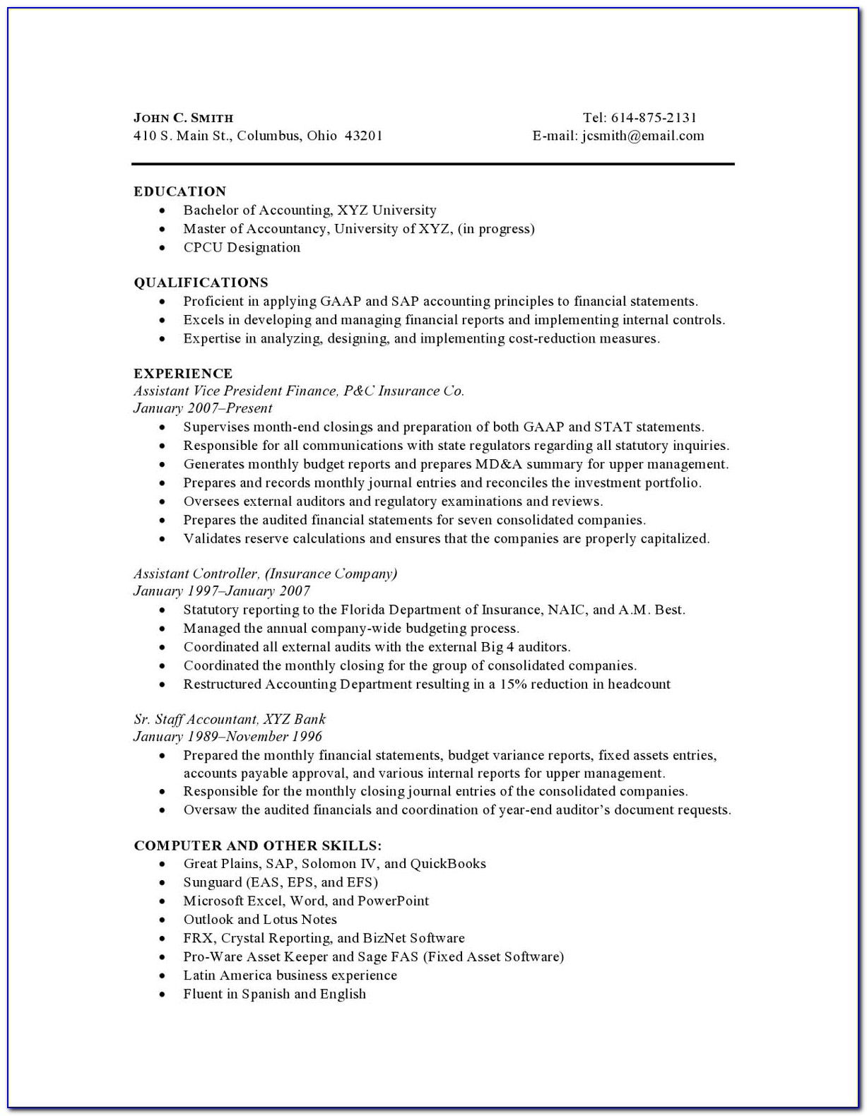 Best Two Page Resume Format Free Download