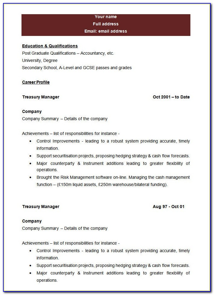Blank Resume Sample Download