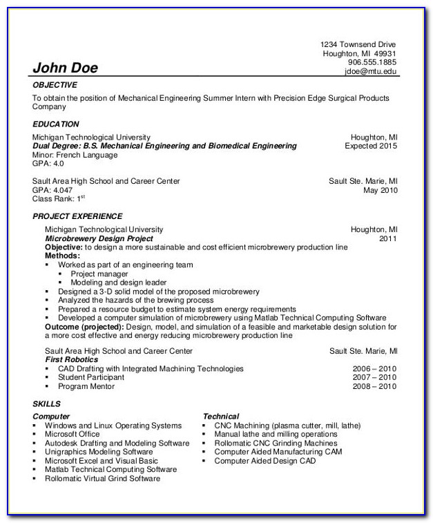 Ct Scan Technician Resume Format