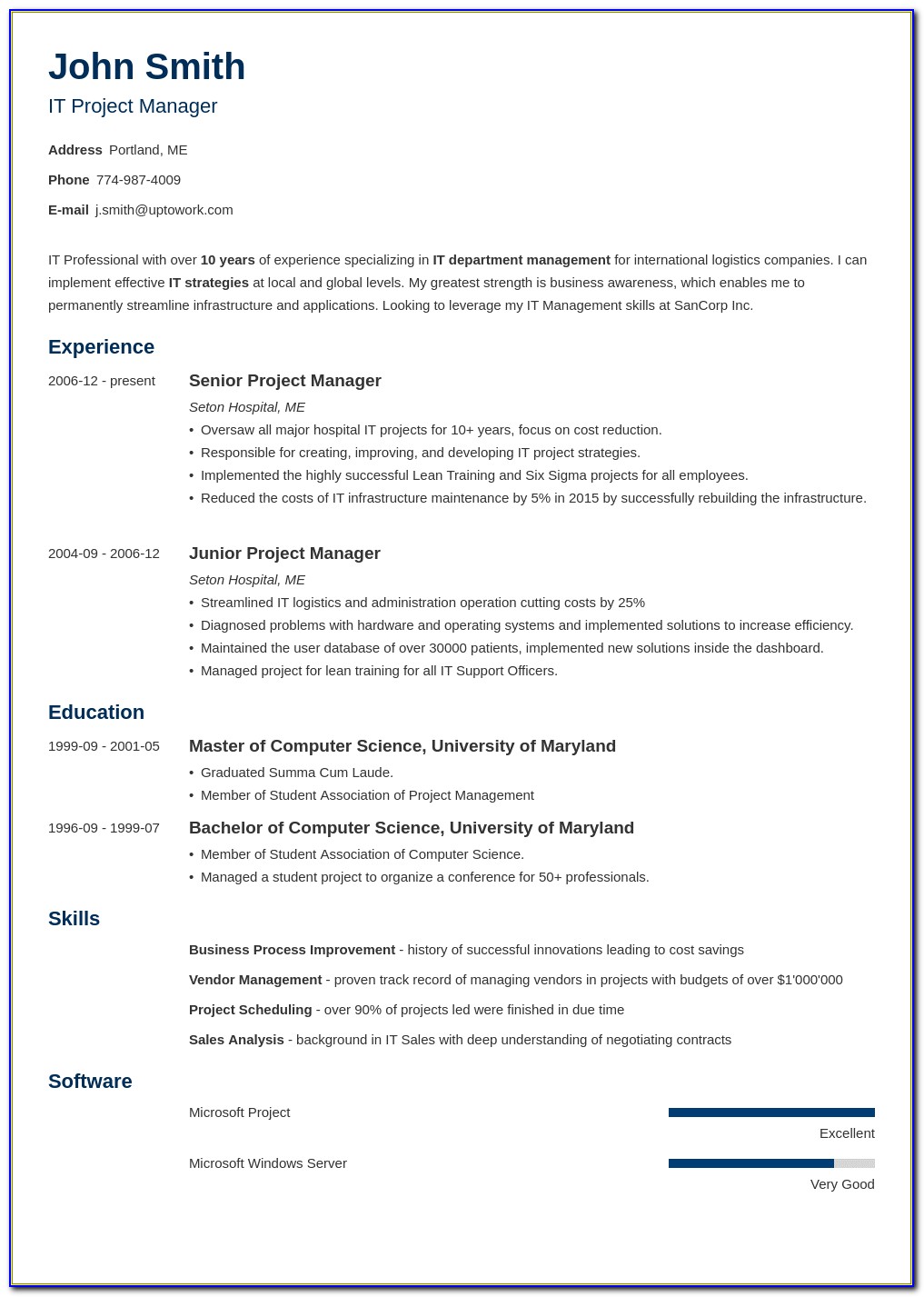Example Of A Cv With No Job Experience