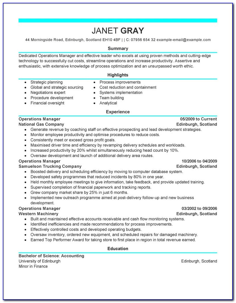 Examples Of General Resumes For Jobs