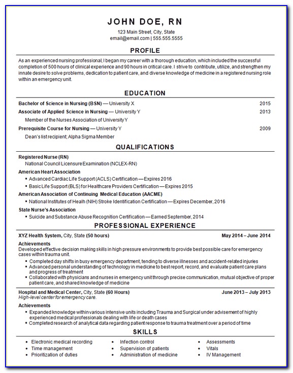 Examples Of Registered Nurse Objectives On Resume