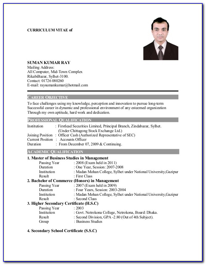 Free Copy Of Resume Format