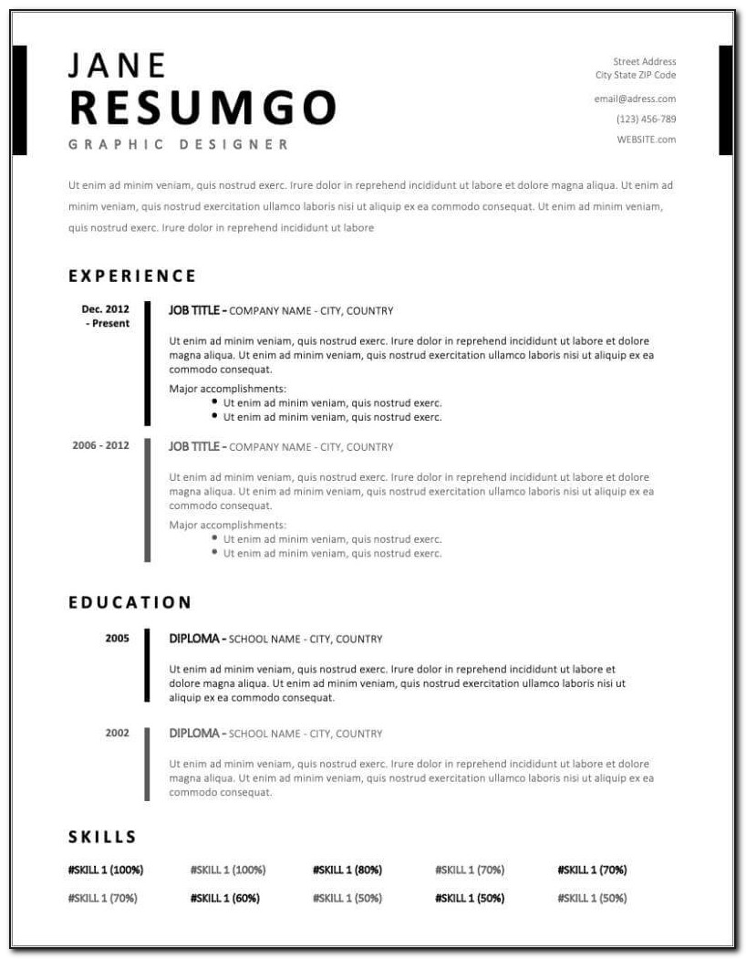 Free Printable Resume Outline