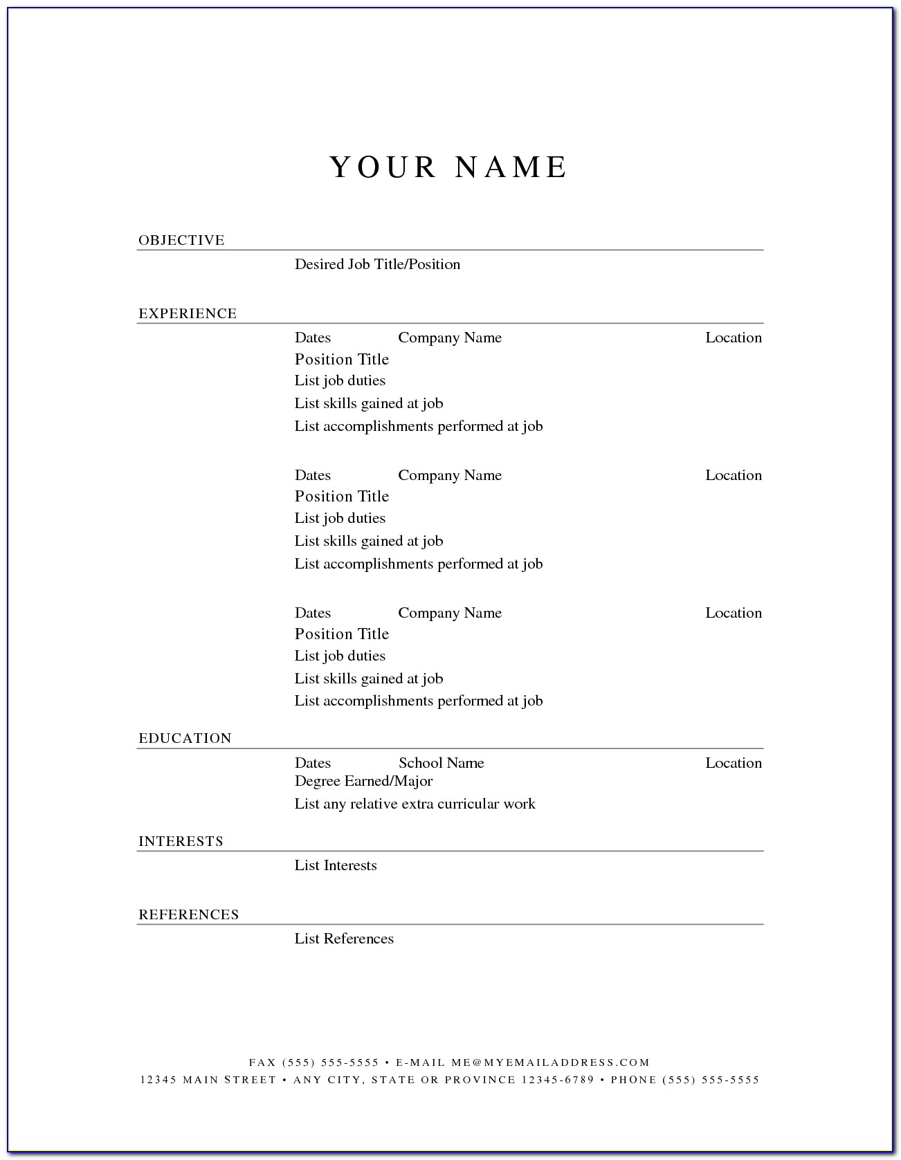 Free Resume Builder And Printable