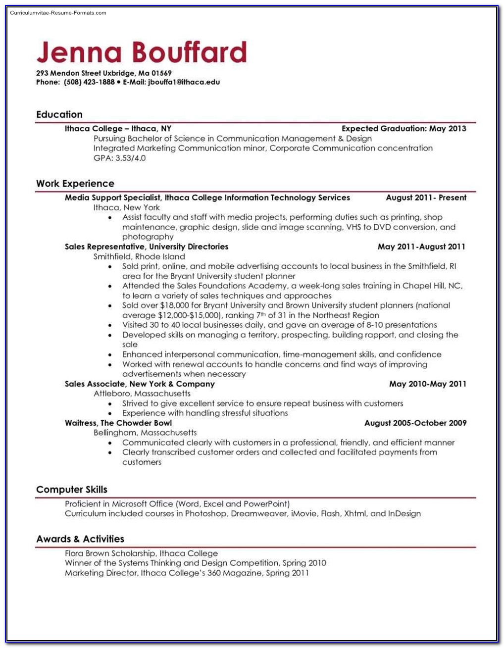 Free Resume For College Students