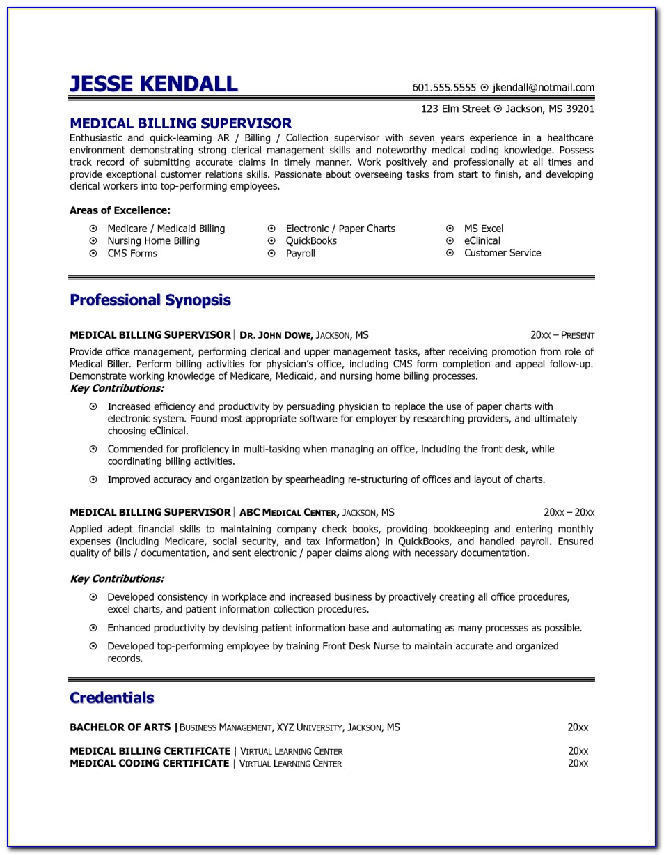Medical Billing And Coding Student Resume