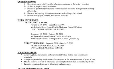 Nurse Cover Letter Resume Example