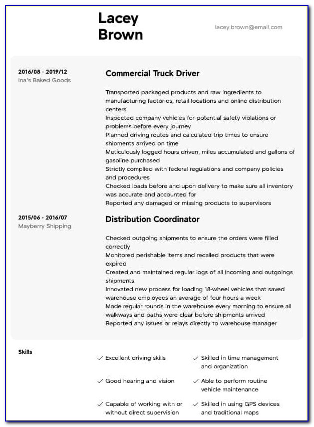 Objective For Resume For Driving Job