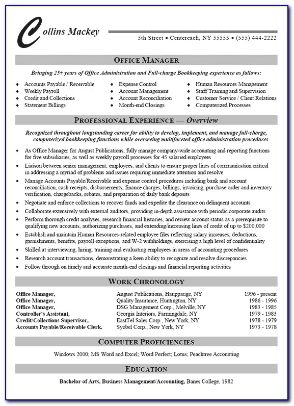 Office Administrator Resume Word Format