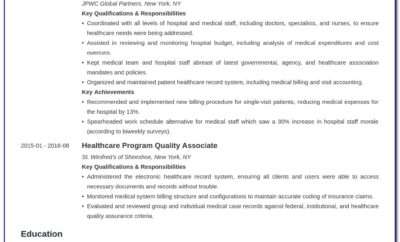 Professional Healthcare Resume Examples