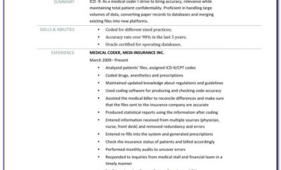 Resume Examples For Medical Coders