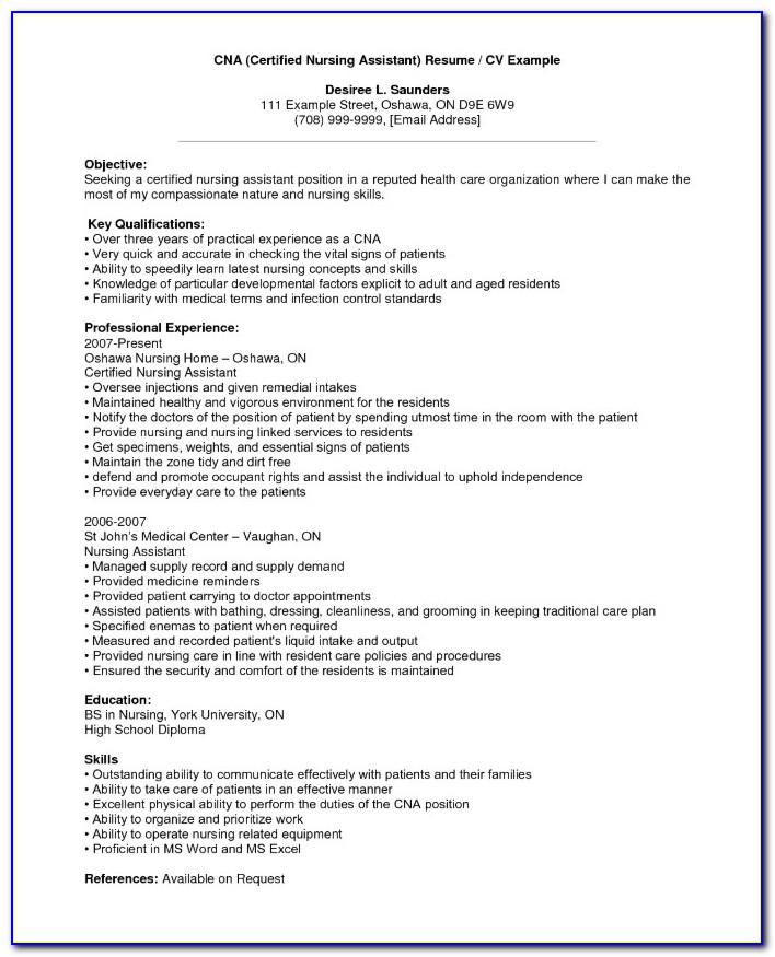 Resume For Cna Job With No Experience
