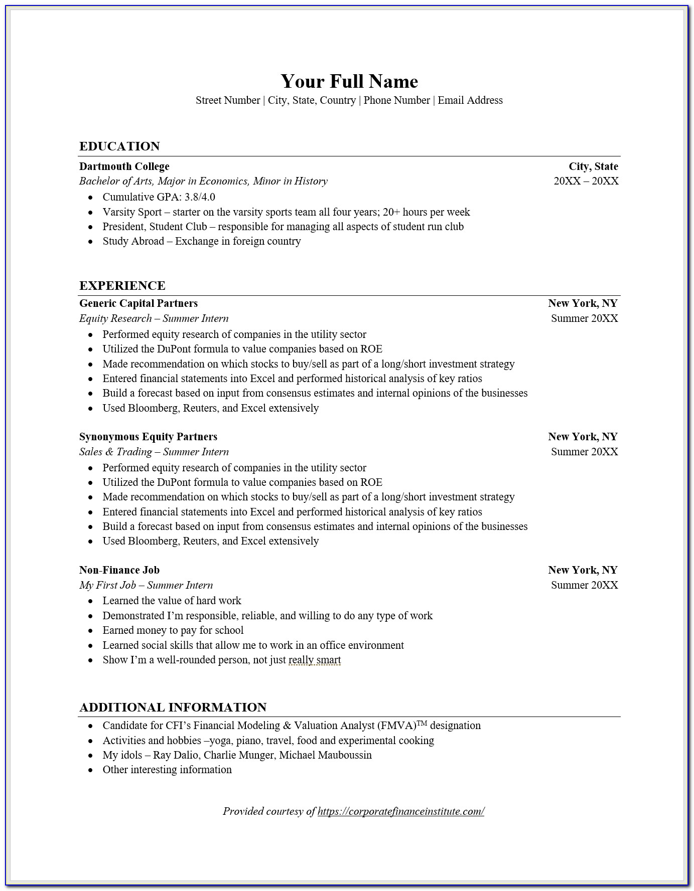 Resume For Financial Advisor Assistant