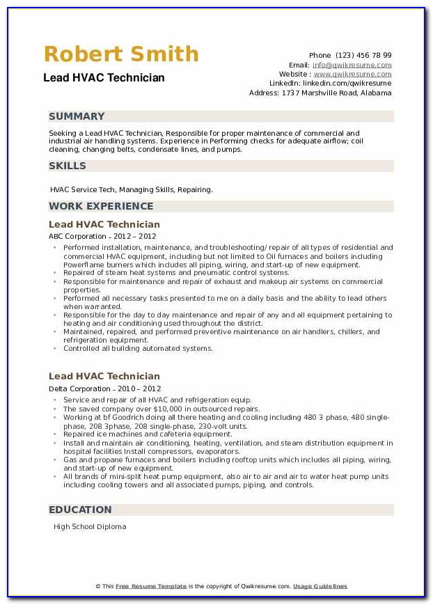 Resume For Hvac Project Manager