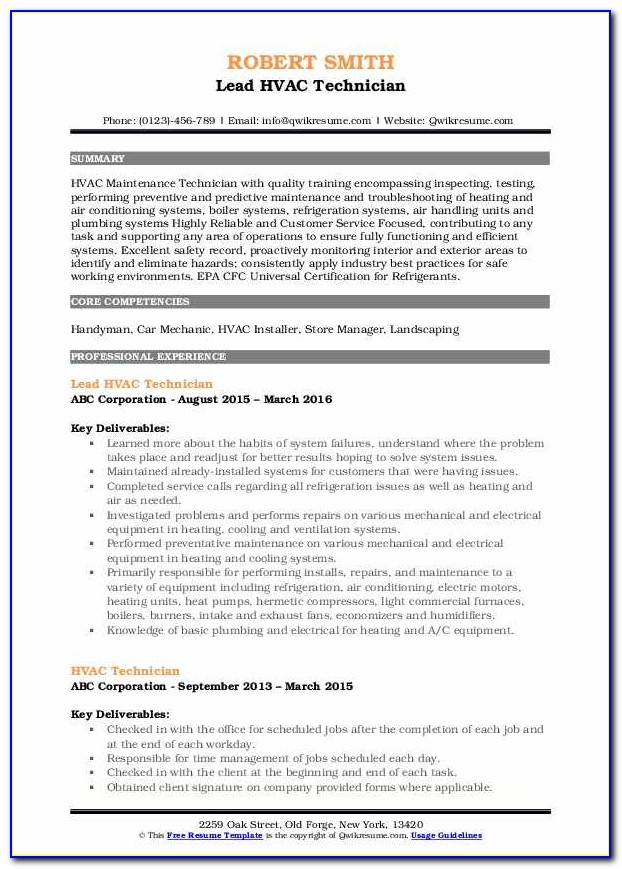 Resume For Hvac Site Engineer