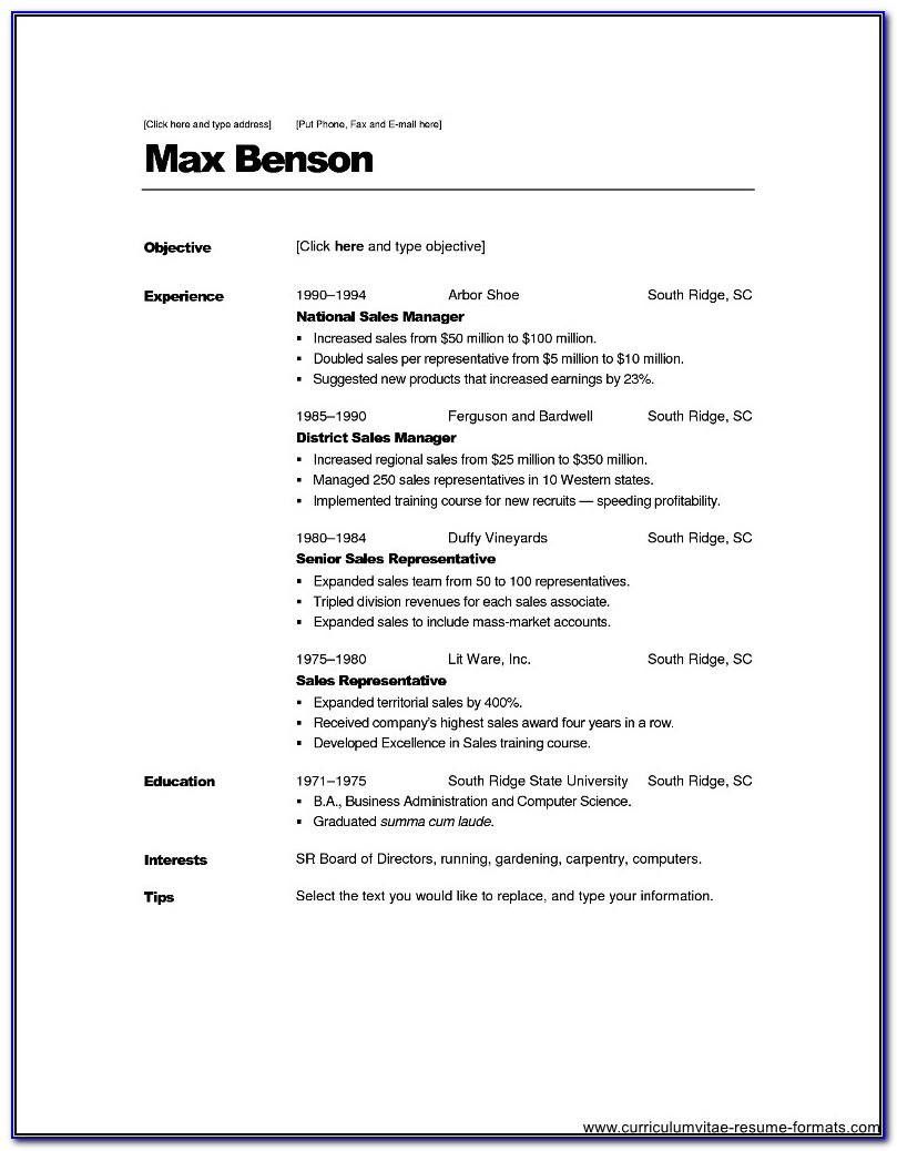 Resume Format For Experienced Engineers Free Download