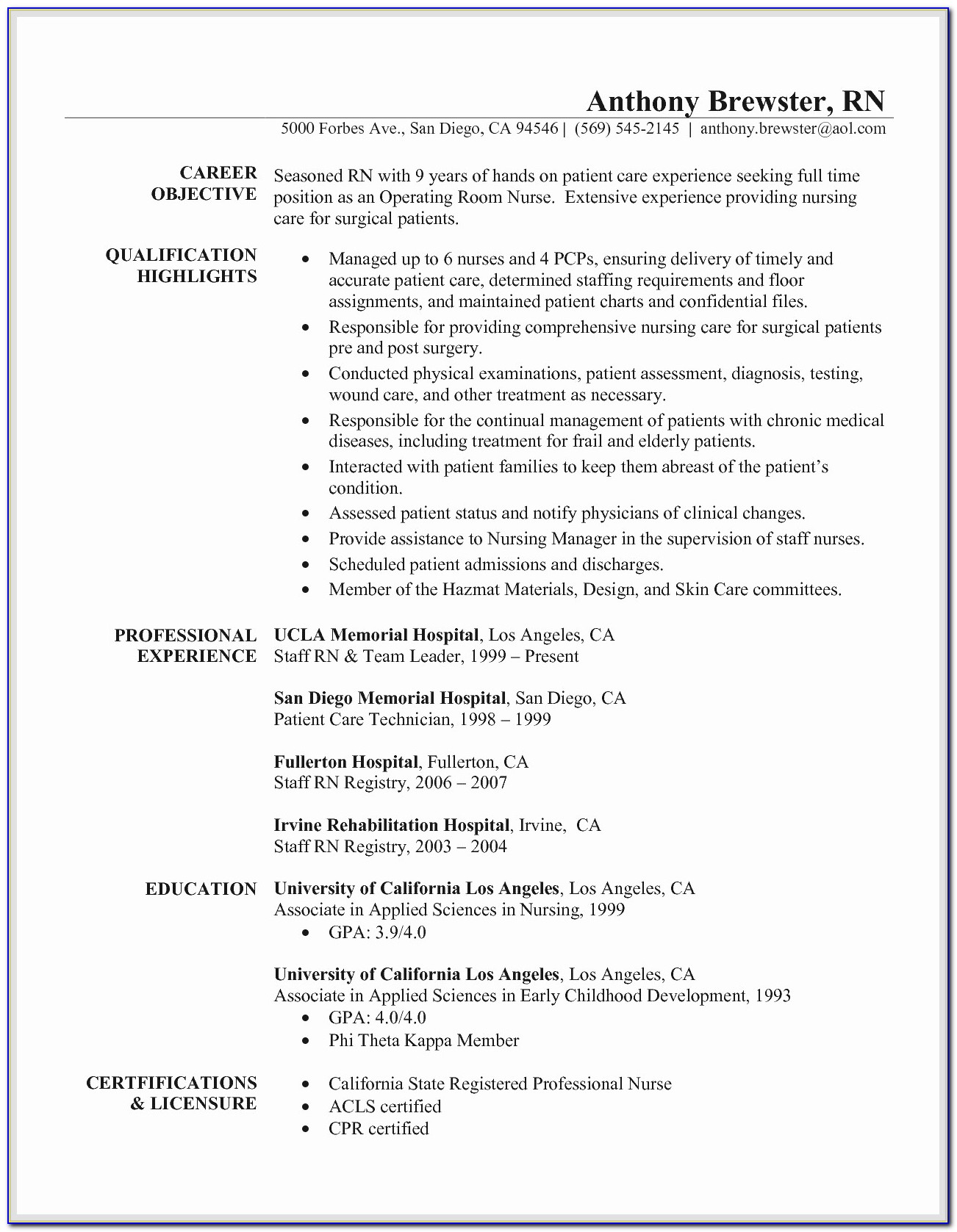 Resume Sample Nurses Without Experience