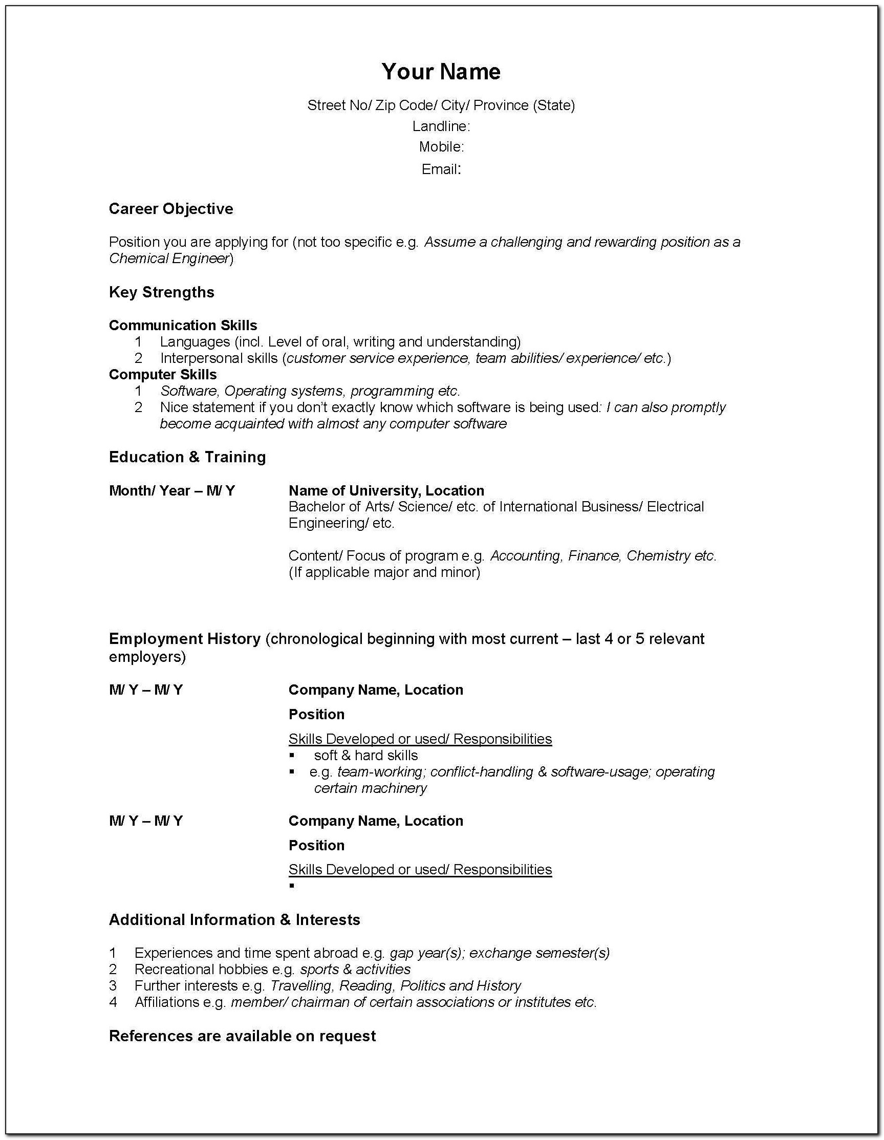 Resume Samples For Banking Jobs In Canada