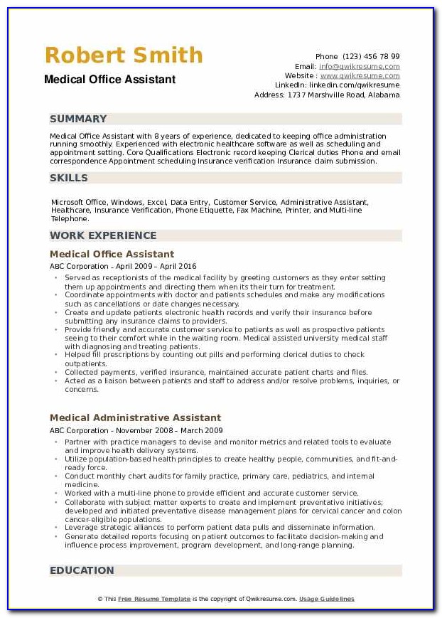 Resume Samples For Medical Administrative Assistant