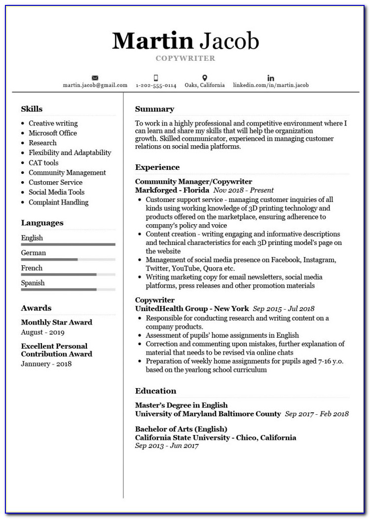 Resume Writing Style Guidelines