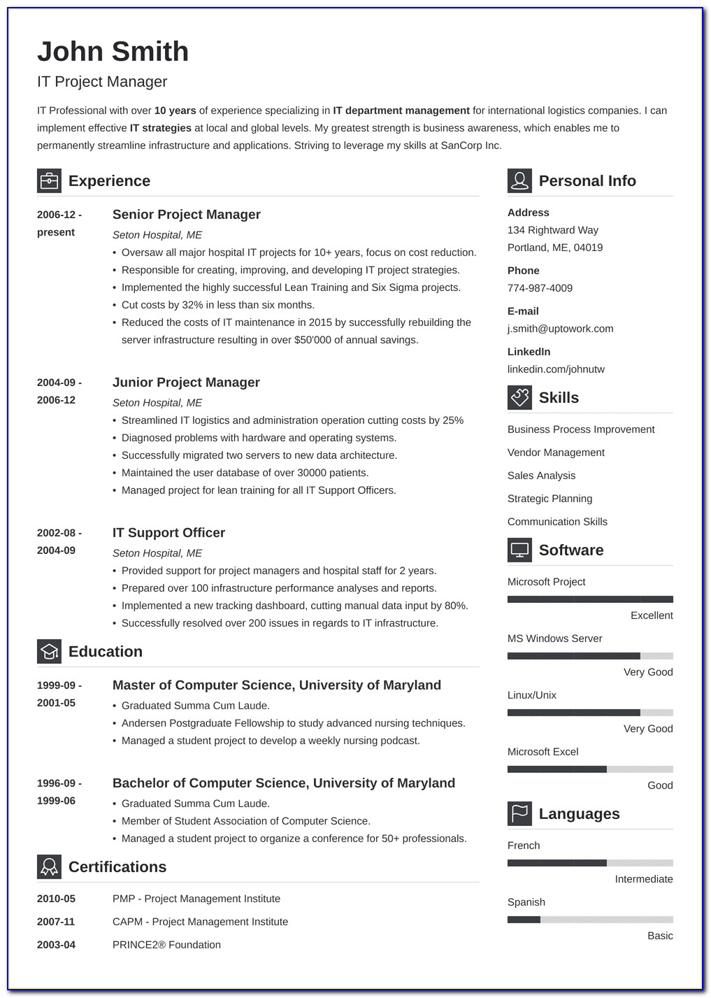 Sample Objective For Resume Project Manager
