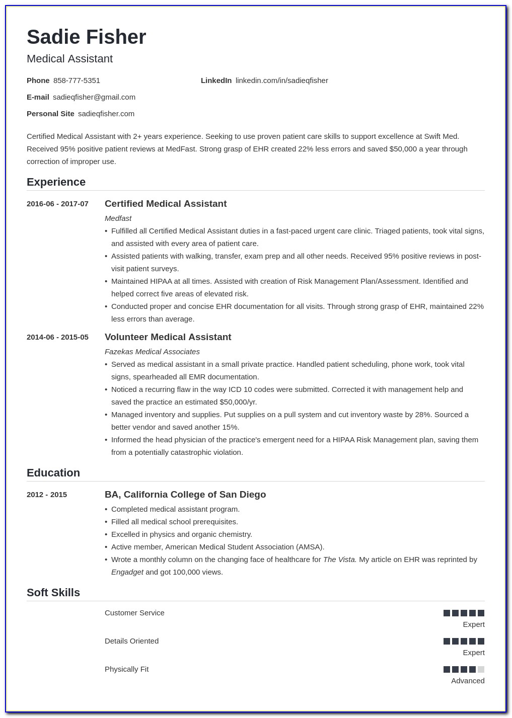 Sample Objectives For Resumes Medical Assistant