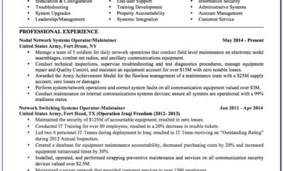 Sample Resume For A Military To Civilian Transition