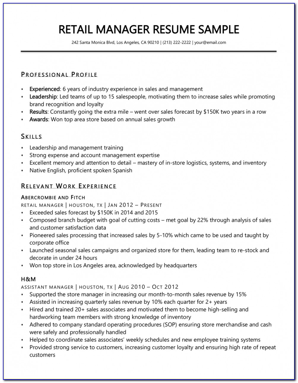 Sample Resume For Teaching Jobs