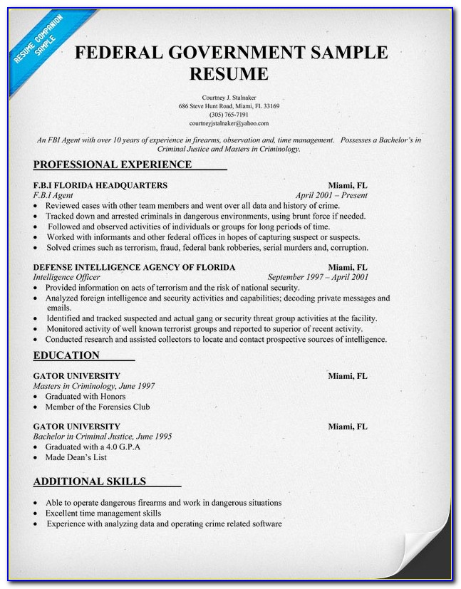 Sample Resumes For Federal Jobs