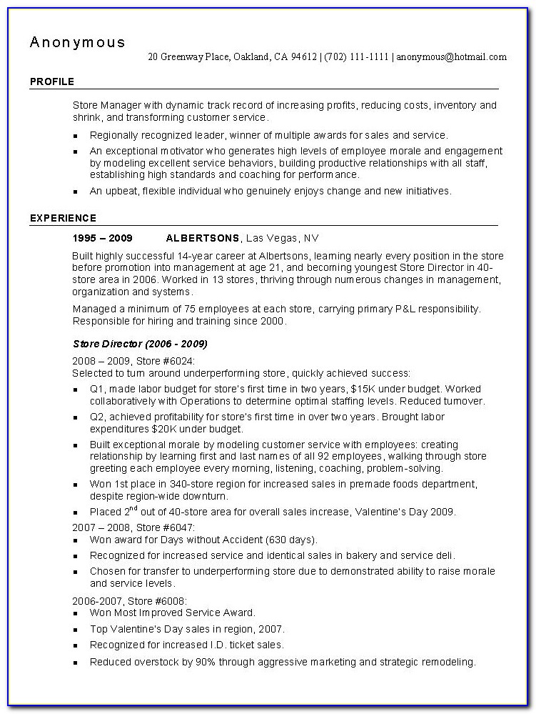 Sample Resumes For Manufacturing Jobs