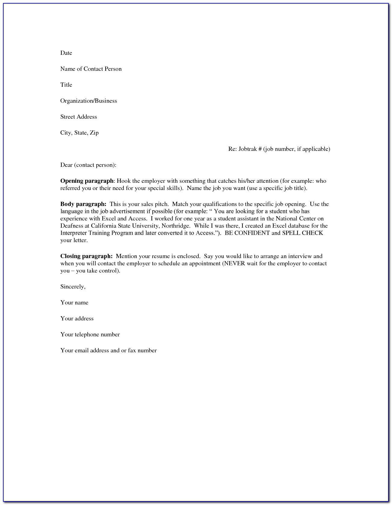 Samples Of Cover Letters For Resumes