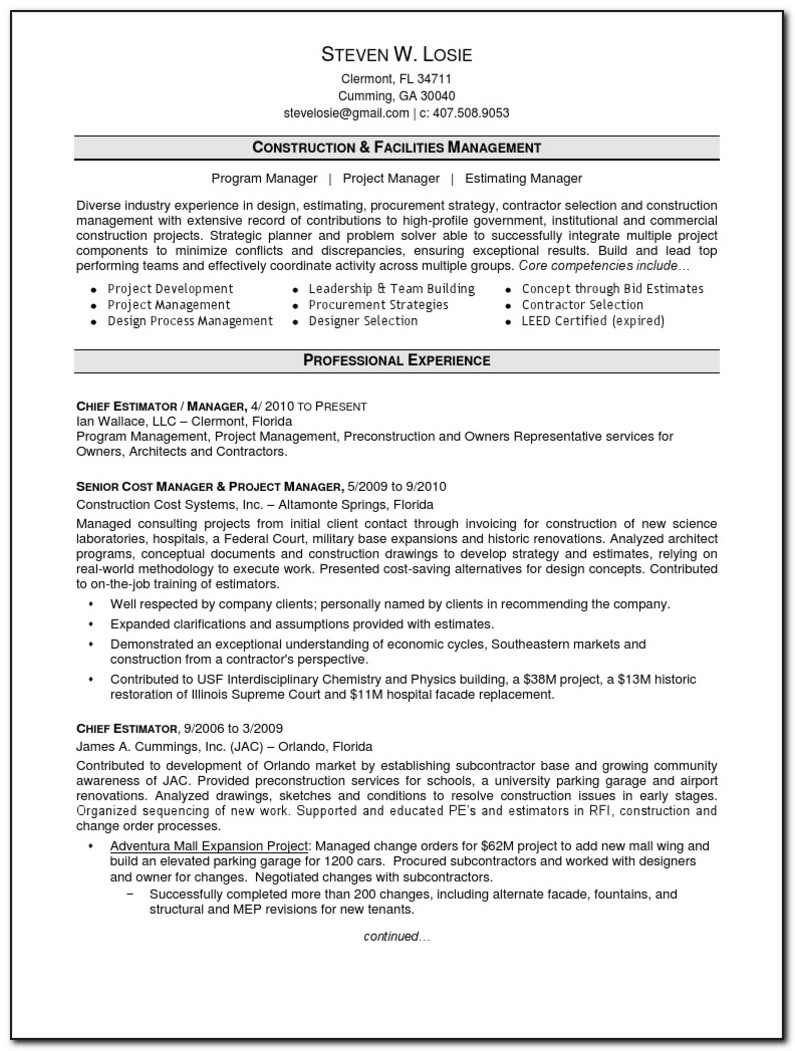 Standard Resume Format Doc