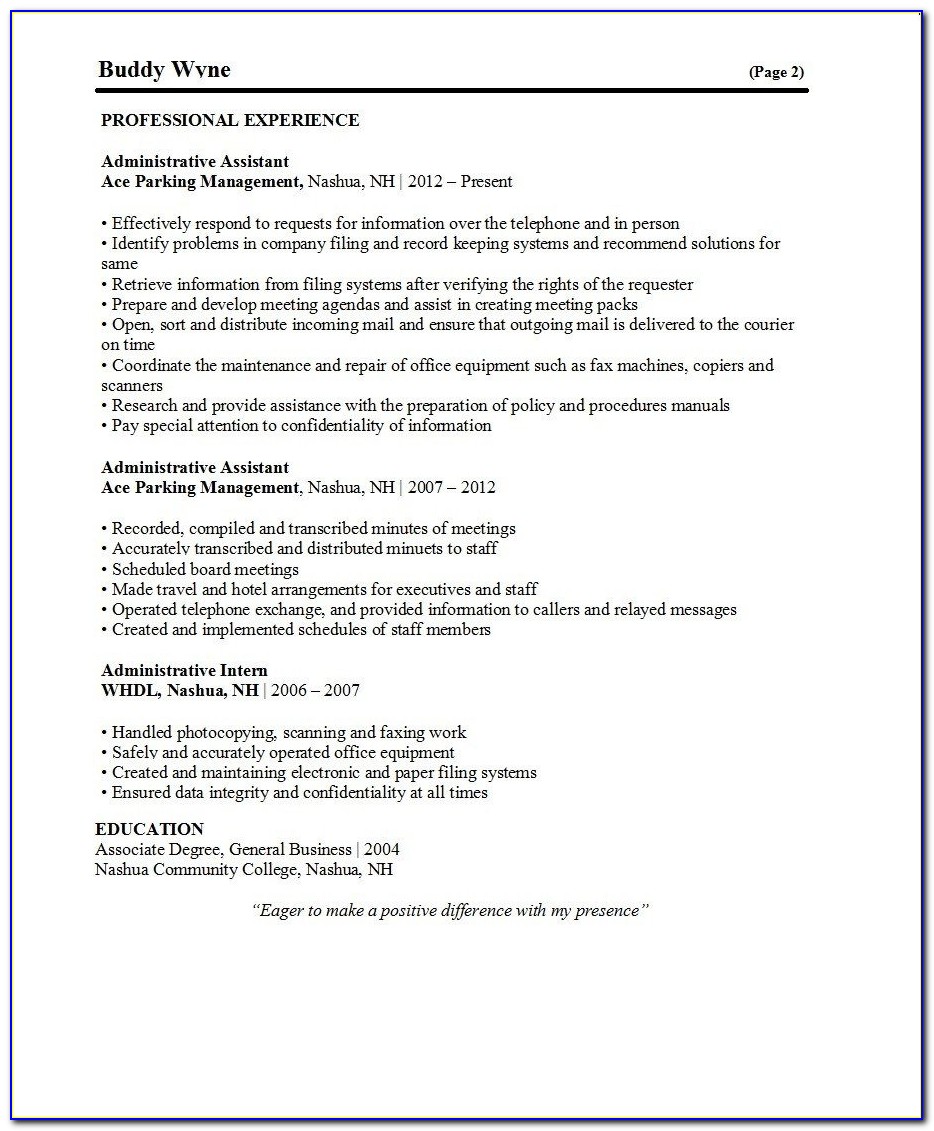 Update Resume Format For Experienced