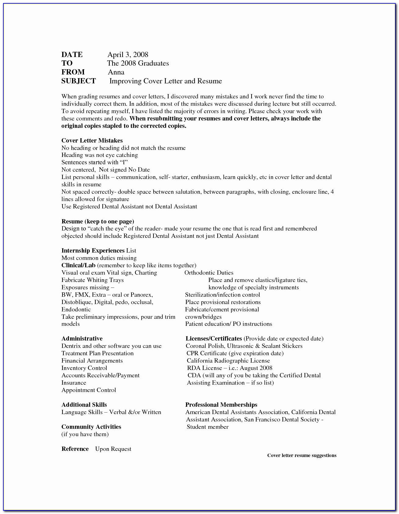 Dental Assistant Resume No Experience